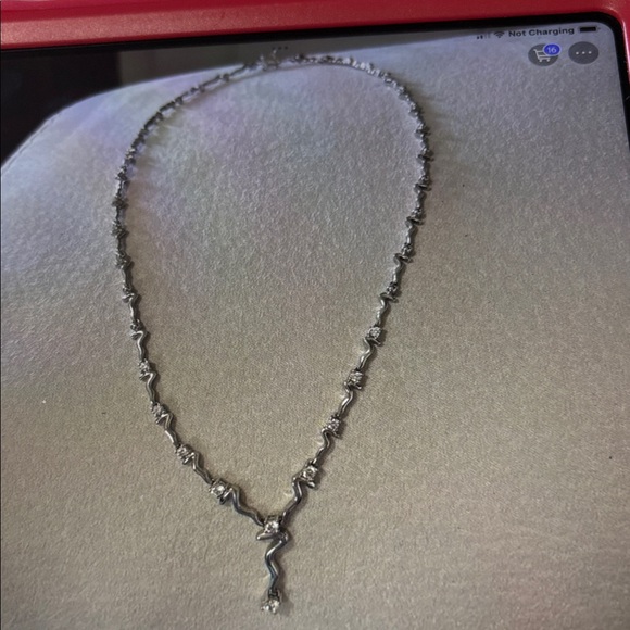 JTV Silver Necklace with Crystal Accents, length is 16” choker l - Picture 2 of 8